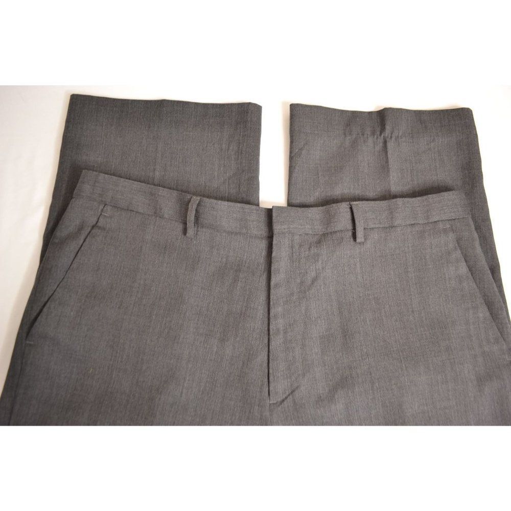 Calvin Klein Men's 38x32 Grey Wool Blend High Rise Flat Front Dress Pants